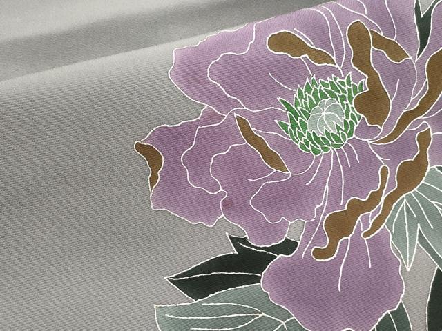 平和屋着物●九寸名古屋帯 草花文 銀彩 正絹 逸品 CABK8536dy