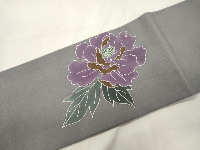 平和屋着物●九寸名古屋帯 草花文 銀彩 正絹 逸品 CABK8536dy