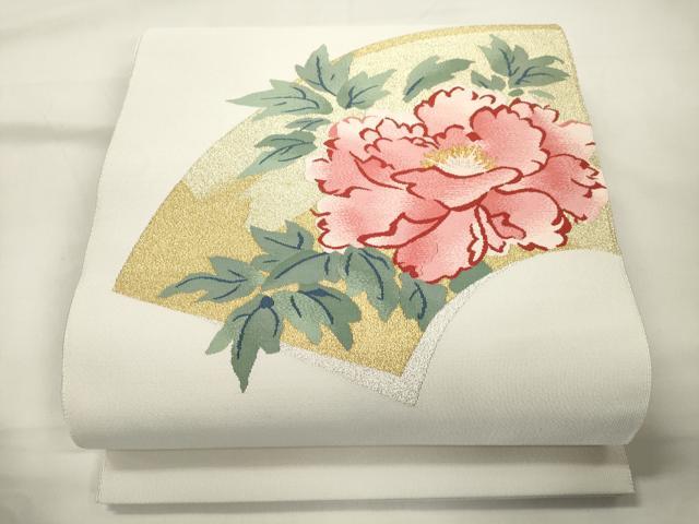 平和屋着物●爪掻き本綴れ 八寸名古屋帯 地紙草花文 金銀糸 正絹 逸品 CABK8543dy