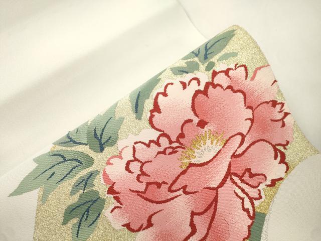 平和屋着物●爪掻き本綴れ 八寸名古屋帯 地紙草花文 金銀糸 正絹 逸品 CABK8543dy
