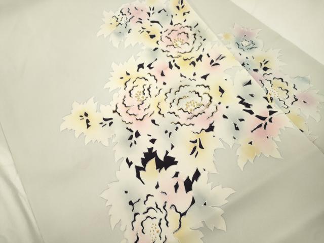 平和屋着物●塩瀬 九寸名古屋帯 草花文 金彩 正絹 逸品 CABK8548dy