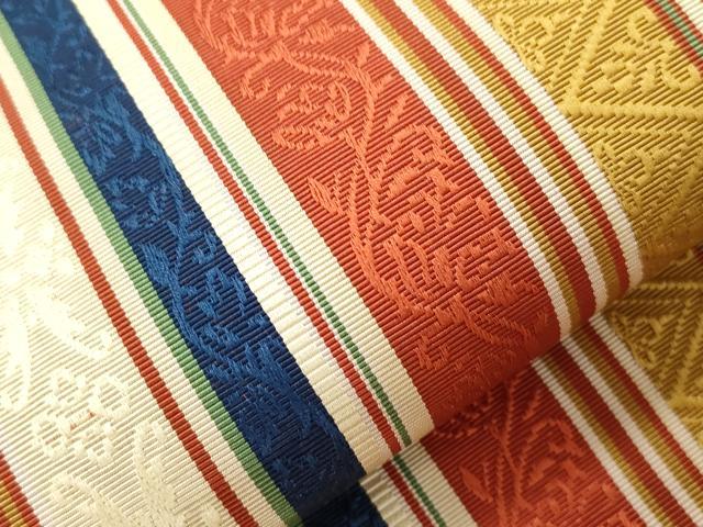 平和屋着物●本場筑前博多織 八寸名古屋帯 草花間道 名古屋仕立て 正絹 逸品 CABK8557dy