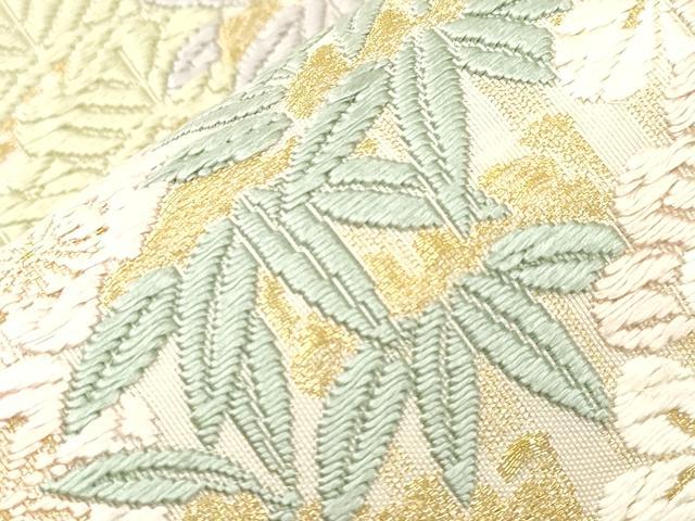 平和屋着物●六通柄袋帯 唐織 歳寒三友 金糸 正絹 逸品 CABK8572dy