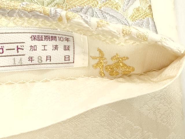 平和屋着物●六通柄袋帯 唐織 歳寒三友 金糸 正絹 逸品 CABK8572dy