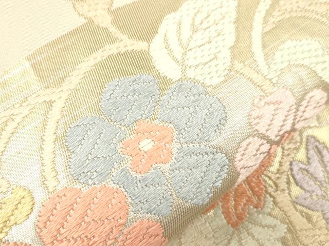 平和屋着物●西陣 川島織物 六通柄 本袋帯 唐織 地紙草花文 金糸 正絹 逸品 CABK8602dy