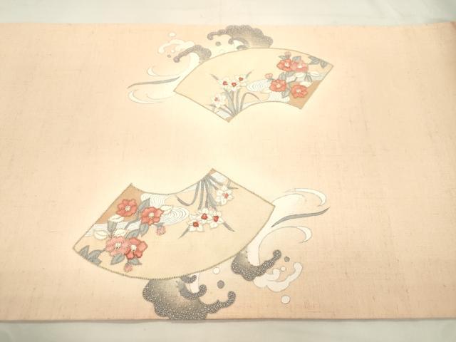 平和屋着物●中国三大刺繍 相良刺繍 総刺繍 太鼓柄袋帯 紬地 立波地紙草花文 正絹 逸品 CABK8605dy