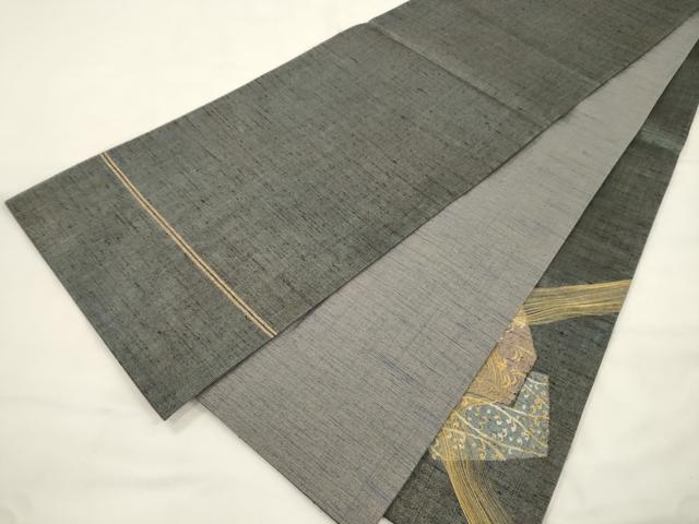 平和屋着物●名門 しょうざん 生紬 紙屋川伝承 絹漉貴 太鼓柄袋帯 切嵌幾何学文 金糸 正絹 逸品 CABK8616dy
