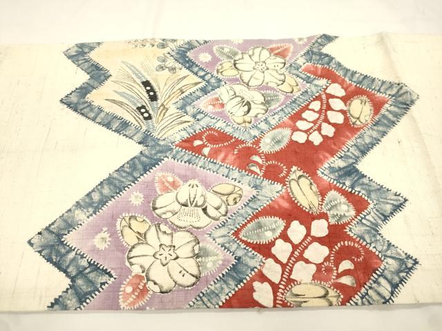 平和屋着物●六通柄袋帯 作家物 辻が花 紬地 絞り 正絹 逸品 CABK8619dy