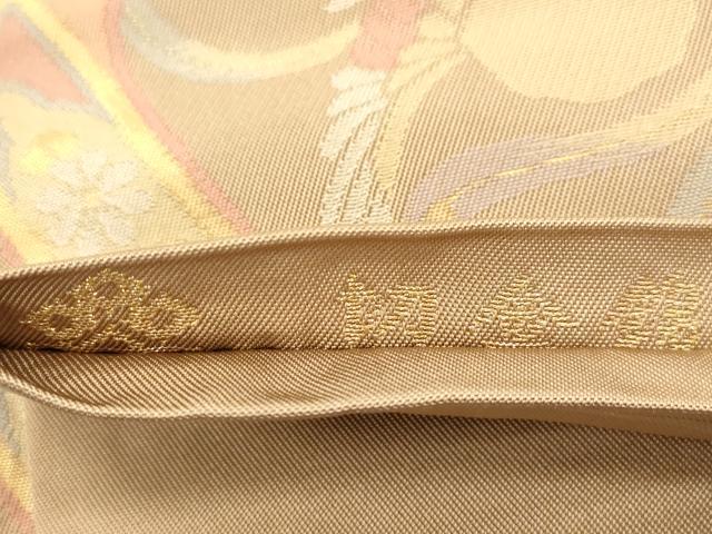 平和屋着物●京都の和装業の老舗一門 千切屋 六通柄 本袋帯 切金錦 天井鳳凰文 金銀糸 正絹 逸品 CABK8625dy