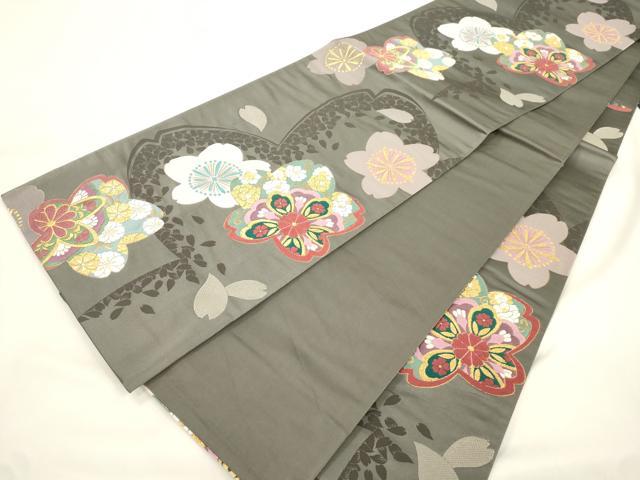 平和屋着物●六通柄袋帯 唐織 舞桜文 金糸 正絹 逸品 CABK8626dy