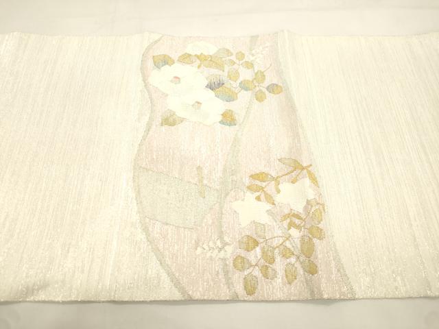 平和屋着物●太鼓柄袋帯 すくい織 草花文 金銀糸 正絹 逸品 CABK8627dy