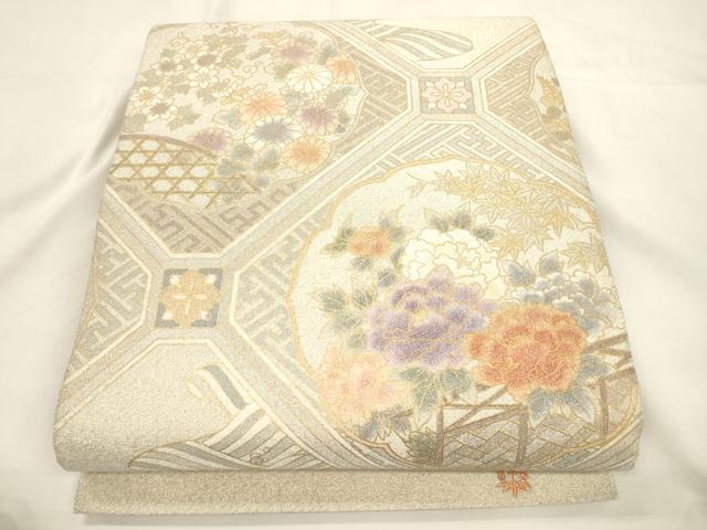 平和屋着物●綴れ 太鼓柄袋帯 蜀江花文 金彩 正絹 逸品 CABK8631dy
