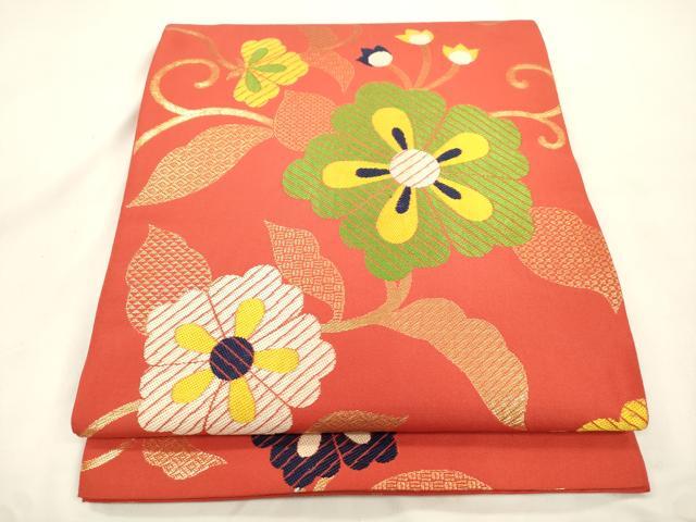 平和屋着物●桝屋高尾 六通柄 京袋帯 花唐草文 金糸 正絹 逸品 CABK8638dy