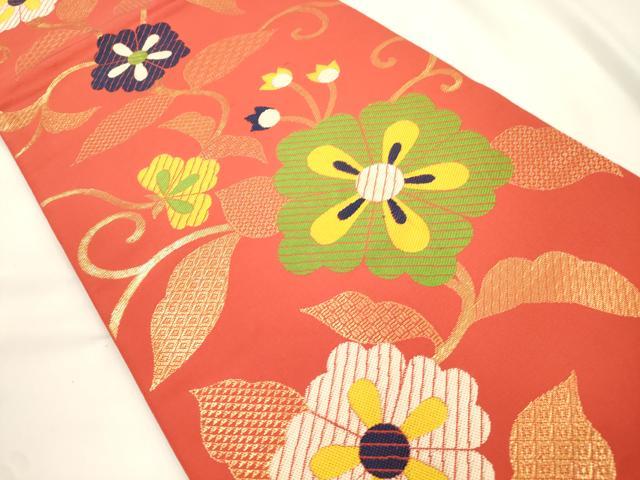 平和屋着物●桝屋高尾 六通柄 京袋帯 花唐草文 金糸 正絹 逸品 CABK8638dy