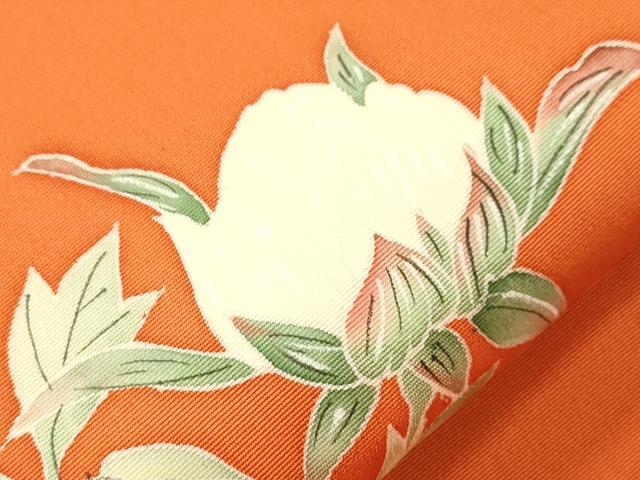 平和屋着物●塩瀬 九寸名古屋帯 手描き 草花文 正絹 逸品 CABK8647dy