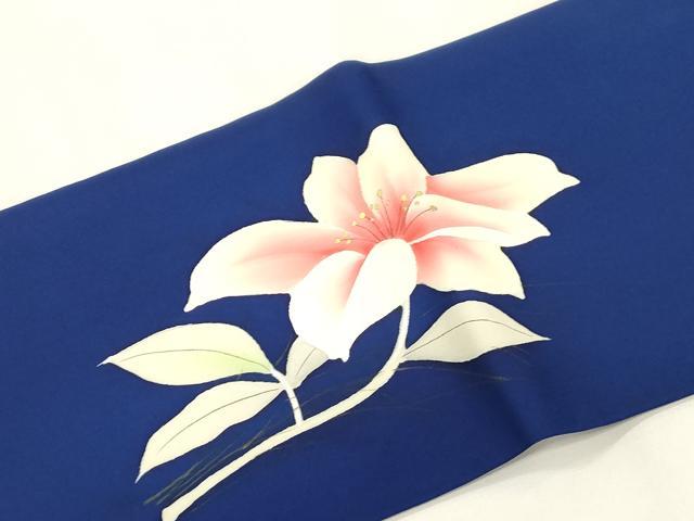 平和屋着物●塩瀬 九寸名古屋帯 手描き 草花文 金彩 正絹 逸品 CABK8649dy