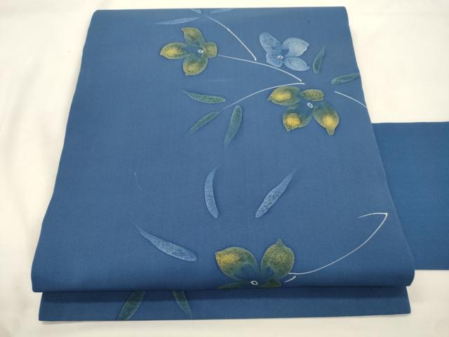 平和屋着物●塩瀬 全通柄九寸名古屋帯 ろうけつ染め 草花文 正絹 逸品 CABK8650dy
