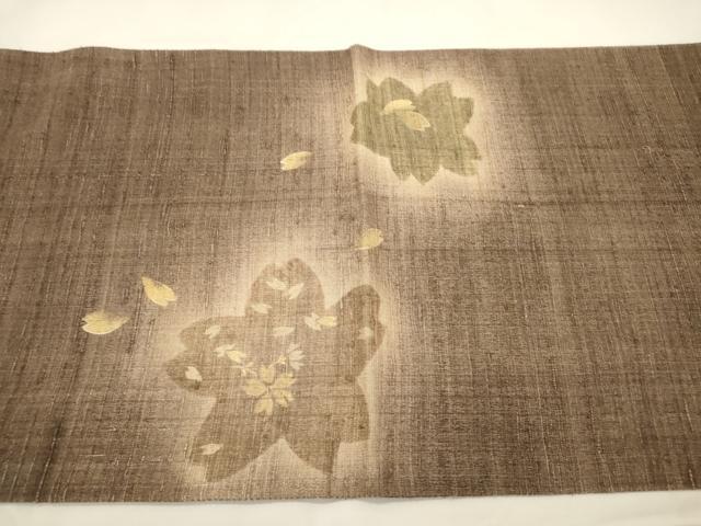平和屋着物●インド・アッサム 野蚕糸 手織 ムガシルク 太鼓柄袋帯 竹屋町刺繍 下駄 舞桜文 金糸 正絹 逸品 CABK8661dy
