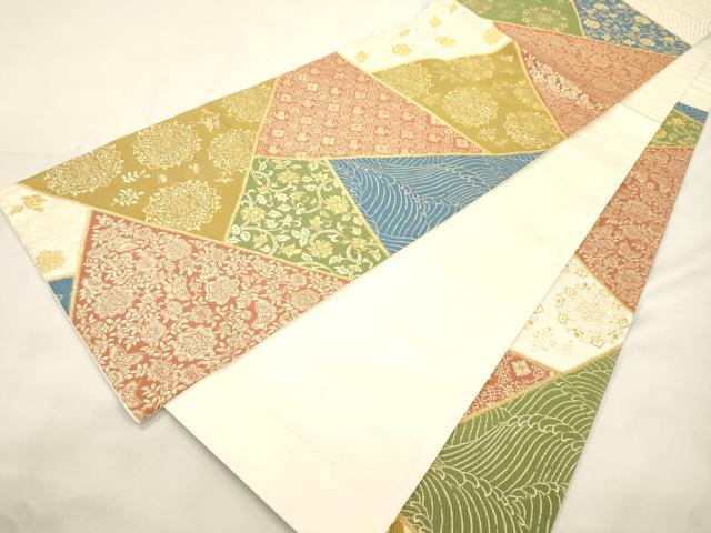 平和屋着物●六通柄袋帯 切嵌花鳥文 金糸 正絹 逸品 CABK8673dy