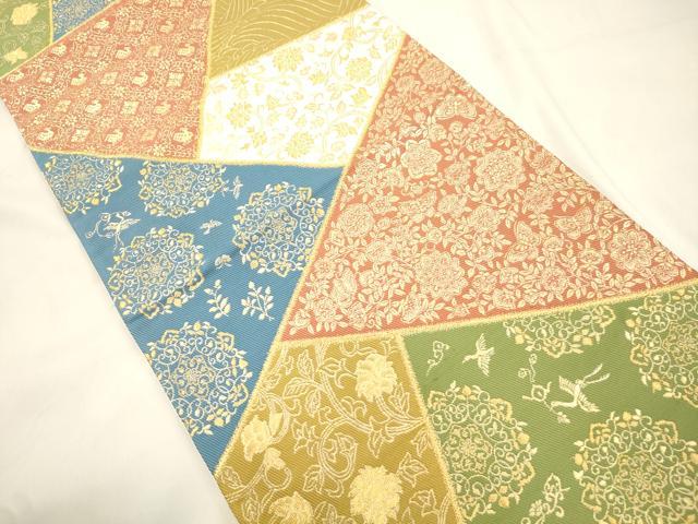 平和屋着物●六通柄袋帯 切嵌花鳥文 金糸 正絹 逸品 CABK8673dy