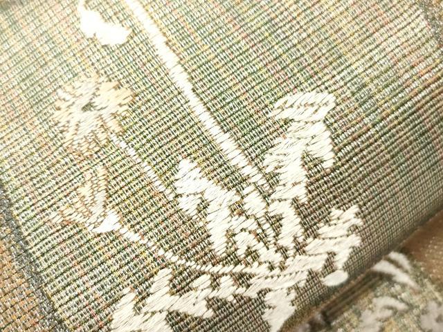 平和屋着物▽西陣 山田幸謹製 六通柄袋帯 スリーシーズン 春夏秋 草花文 金糸 証紙付き 正絹 逸品 CABK8696dy