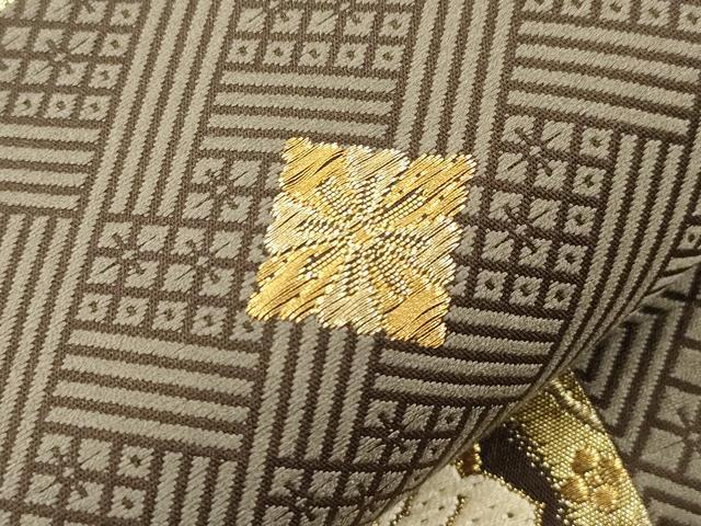 平和屋着物●六通柄袋帯 唐織 花鳥丸文 金糸 正絹 逸品 CABK8705dy