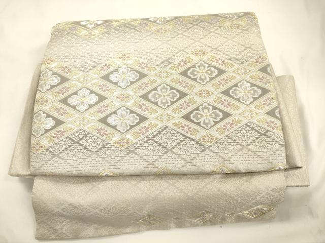平和屋着物●ワンタッチつけ帯 菱花文 金銀糸 正絹 逸品 CABK8715dy