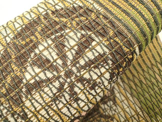 平和屋着物●ワンタッチつけ帯 泥染 片輪車文 金糸 やまと誂製 正絹 逸品 CABK8718dy