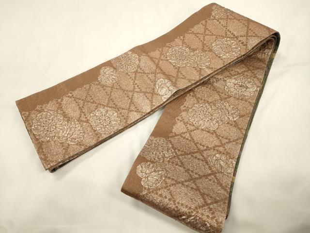 平和屋着物●両面 半幅帯 ふくれ織 辻が花 金糸 正絹 逸品 CABK8732dy