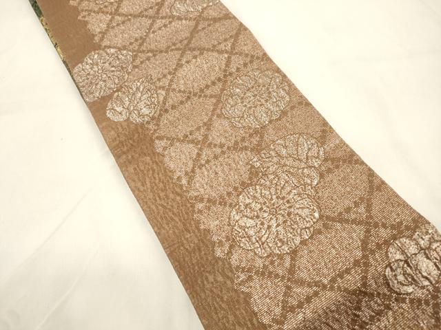 平和屋着物●両面 半幅帯 ふくれ織 辻が花 金糸 正絹 逸品 CABK8732dy