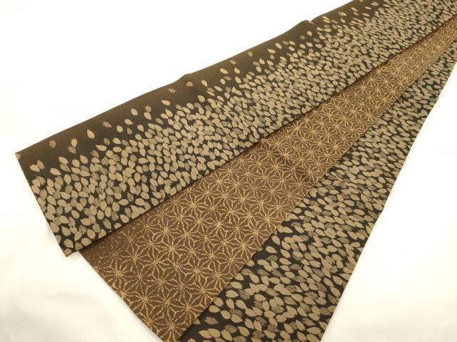 平和屋着物●西陣 両面 半幅帯 紬地 舞桜文 正絹 逸品 CABK8737dy