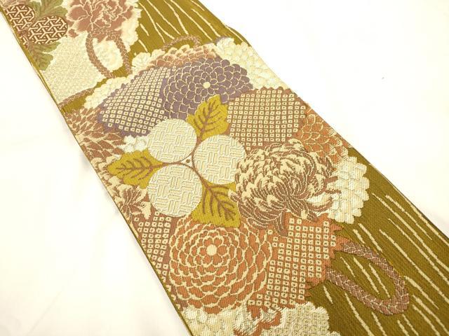 平和屋着物●半幅帯 草花丸文 正絹 逸品 CABK8738dy