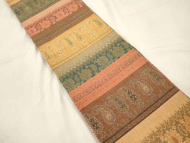 平和屋着物●織物一筋名門 織悦 半幅帯 幾何学文 正絹 逸品 CABK8739dy