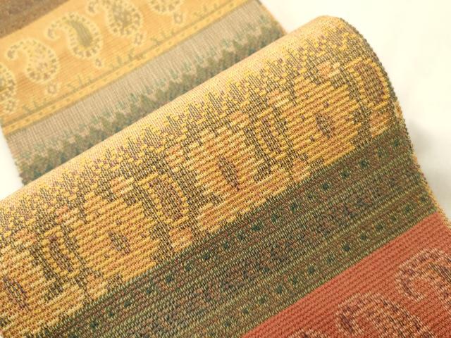 平和屋着物●織物一筋名門 織悦 半幅帯 幾何学文 正絹 逸品 CABK8739dy