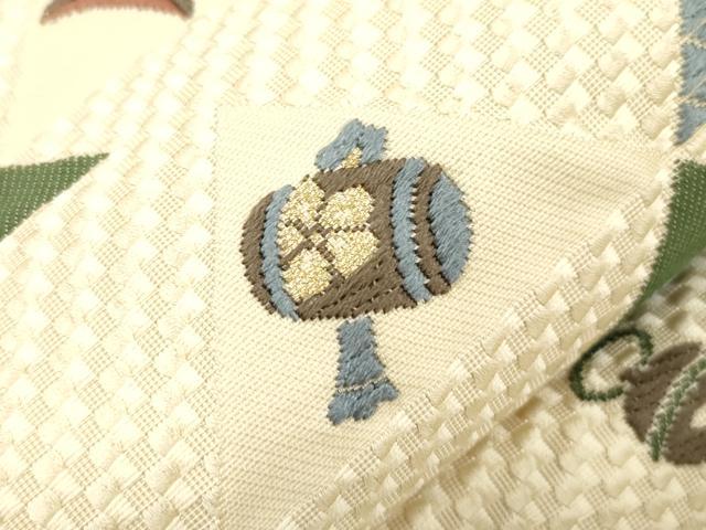 平和屋着物●本場筑前博多織 八寸名古屋帯 玩具文 金糸 正絹 逸品 CABK8786dy