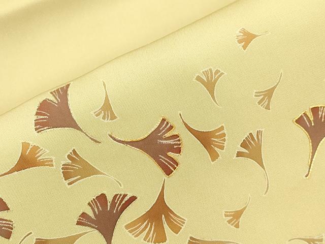 平和屋着物●塩瀬 九寸名古屋帯 駒刺繍 銀杏 金彩 正絹 逸品 CABK8788dy