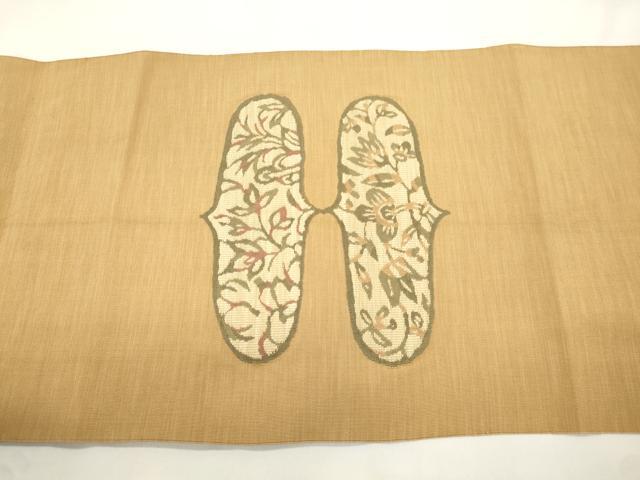 平和屋着物●八寸名古屋帯 草花文 正絹 逸品 CABK8789dy