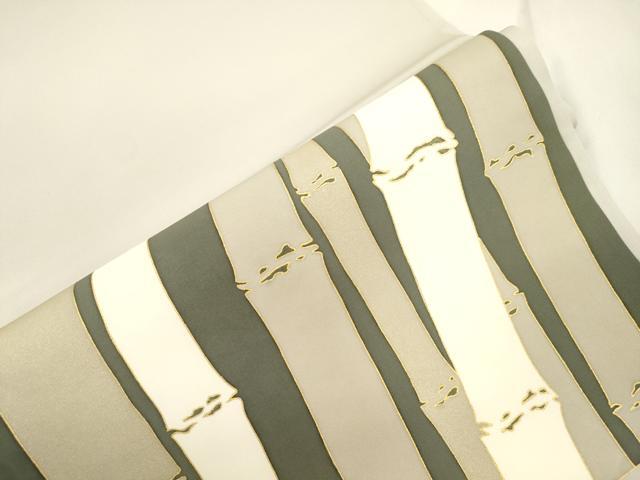 平和屋着物▼塩瀬 九寸開き名古屋帯 竹並び 金彩 正絹 逸品 CABK8791dy