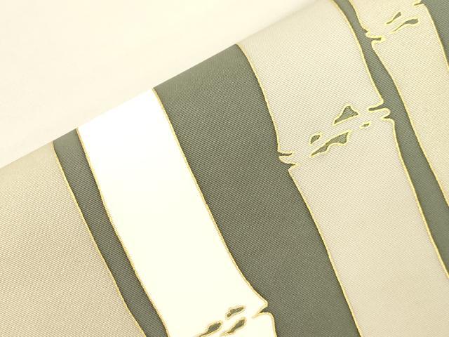 平和屋着物▼塩瀬 九寸開き名古屋帯 竹並び 金彩 正絹 逸品 CABK8791dy
