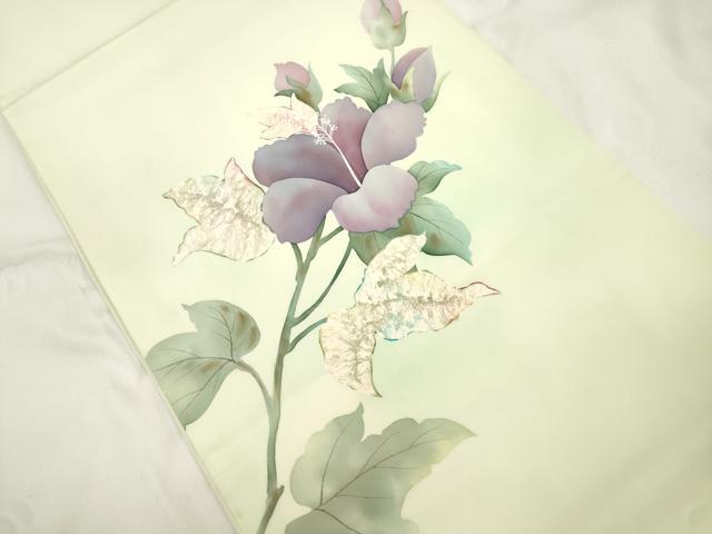 平和屋着物●塩瀬 九寸開き名古屋帯 ろうけつ染め 草花文 正絹 逸品 CABK8797dy