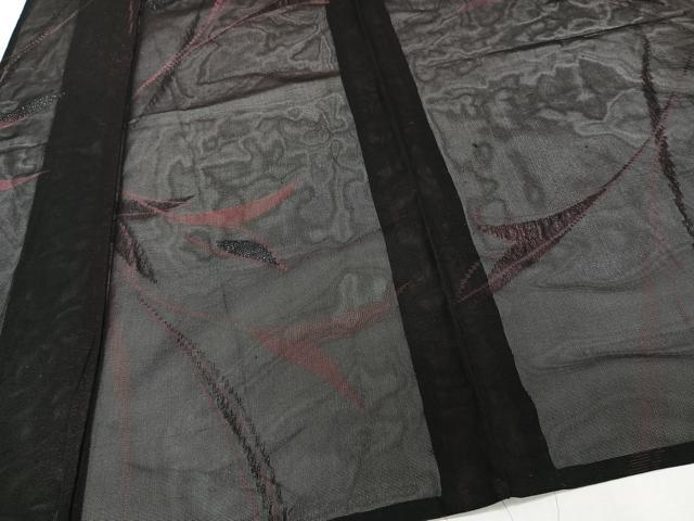 平和屋着物*夏物 小紋 紗 舞花文 黒地 銀糸 正絹 逸品 CABK8806xi
