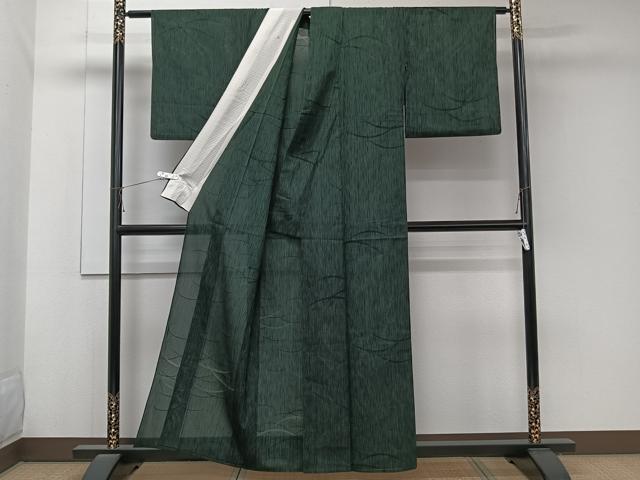 平和屋着物*夏物 小紋 縦絽 舞芝紋紗 黒地 正絹 逸品 CABK8807xi