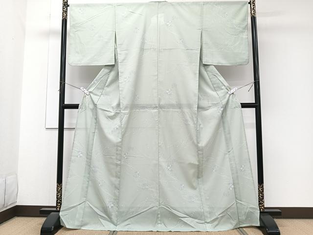 平和屋着物*夏物 小紋 絽 流水花文 洗える着物 CABK8811xi