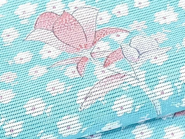 平和屋着物*夏物 小紋 絽 草花文 洗える着物 CABK8820xi