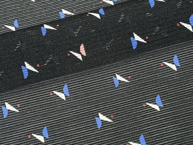 平和屋着物*夏物 小紋 舞蝶文 黒地 洗える着物 CABK8833xi
