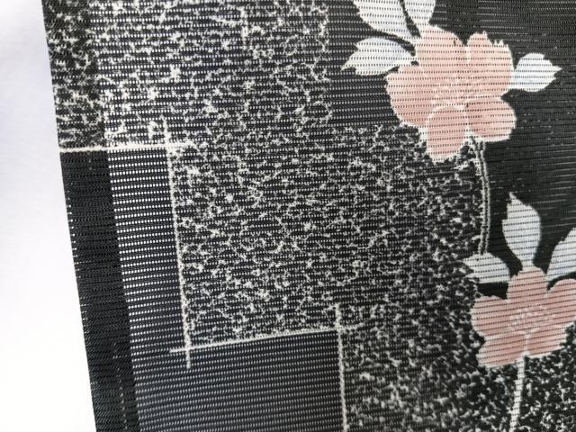 平和屋着物*夏物 小紋 絽 草花文 黒地 洗える着物 CABK8834xi
