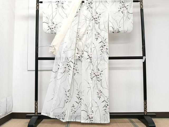 平和屋着物*夏物 小紋 絽 草花文 洗える着物 CABK8837xi