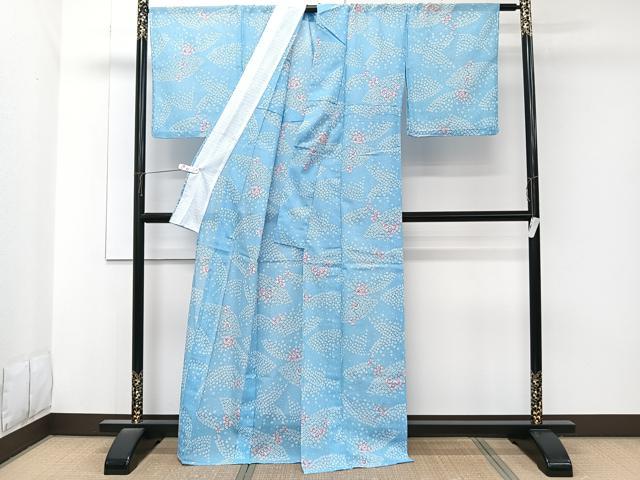 平和屋着物*夏物 小紋 絽 草花文 洗える着物 CABK8843xi