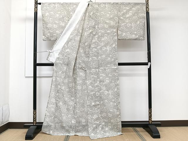 平和屋着物*夏物 小紋 絽 変わり正倉院風景文 洗える着物 CABK8850xi
