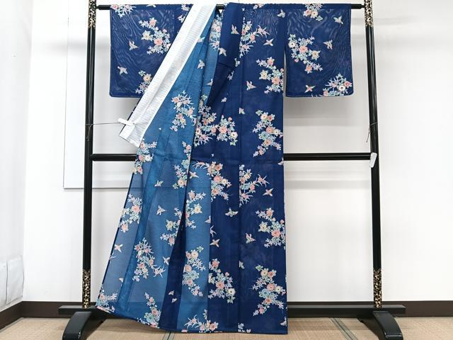 平和屋着物*夏物 小紋 絽 花鳥文 洗える着物 未使用 CABK8853xi